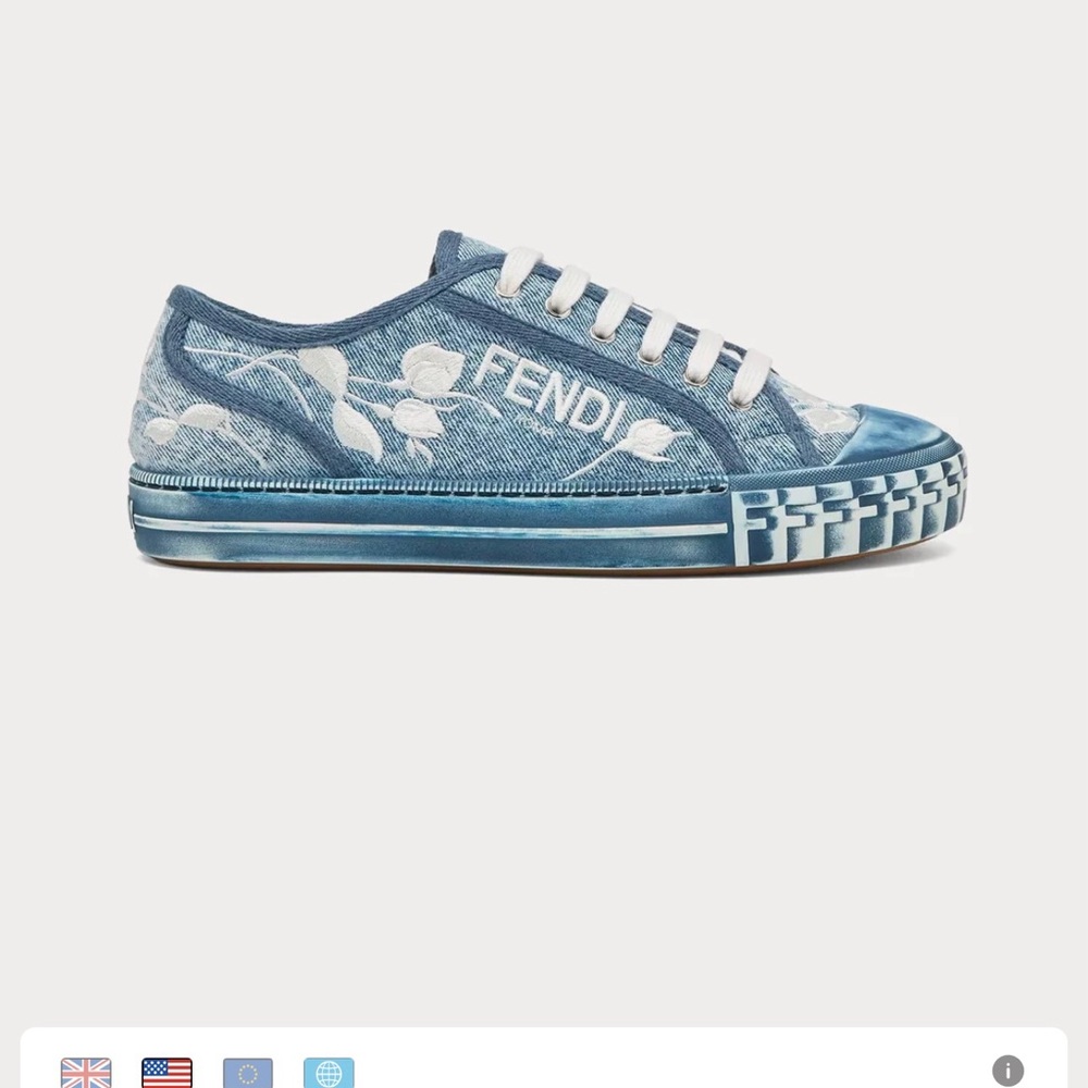 Fendi Denim Sneakers with White Floral Design